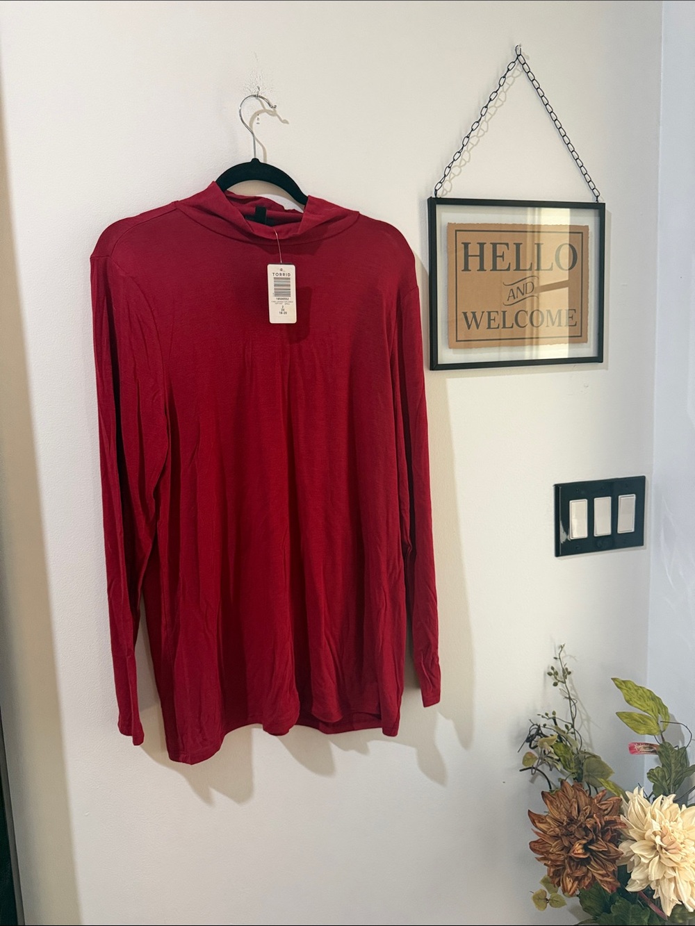 torrid Deep Red Long-Sleeve Hooded Tee